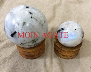 Esfera de piedras preciosas de piedra lunar arcoíris blanco Natural, piedra de ágata llamativa azul para curar, venta al por mayor, bolas de piedra lunar arcoíris, venta - Product Image 4