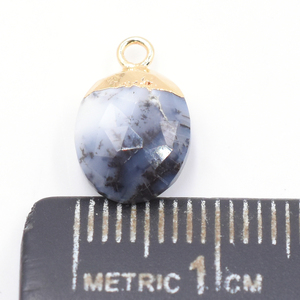 Dendritic Opal 12-14 MM <b>Brass</b> Pendant Oval Shape Gold Plated with Bail For <b>Jewellery</b> Making - Product Image 2