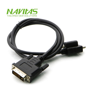 Cable de Señal de Video DVI Personalizado de 24 Conductores, Compatible con RoHS, con Conector de Tornillo de Bloqueo Negro - Product Image 4