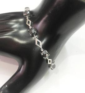 สร้อยข้อมือเพชรสีดำแฟนซีทรงกลม7.00กะรัตสำหรับผู้หญิงทองคำขาว14K สร้อยข้อมือเพชรแฟนซีตัดดอกกุหลาบสีดำทองแท้ - Product Image 5