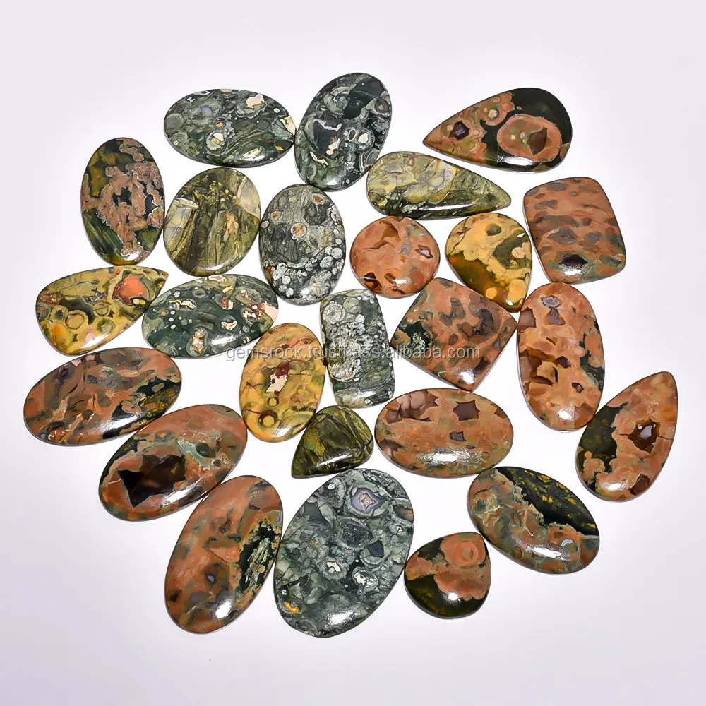 Cabochão natural de riolita em forma de mistura para todos os tamanhos, pedras preciosas semipreciosas de cura caídas por atacado