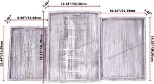 Juego de 3 bandejas de madera de pino sostenibles de proveedor al por mayor juego de bandejas de madera de color blanco de socorro para servir y uso decorativo - Product Image 3