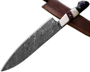 Couteau de chef en acier damas fait à la main avec manche en os de corne de bois lame en acier inoxydable pour la cuisine - Product Image 3