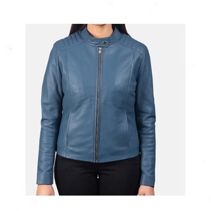 Veste en cuir d'agneau véritable pour femme, style motard, look sportif, couleur beige foncé, finition imperméable, séchage rapide, nouvelles arrivées, personnalisable - Product Image 1