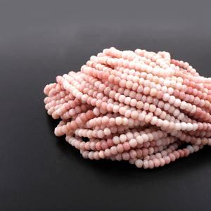 Cuentas de Ópalo Rosa Natural, Facetadas, Redondas, de 3-4 mm, Collar de 13 Pulgadas para Hacer Joyas, Modelo EL JOYERO BDS3-71 - Product Image 1