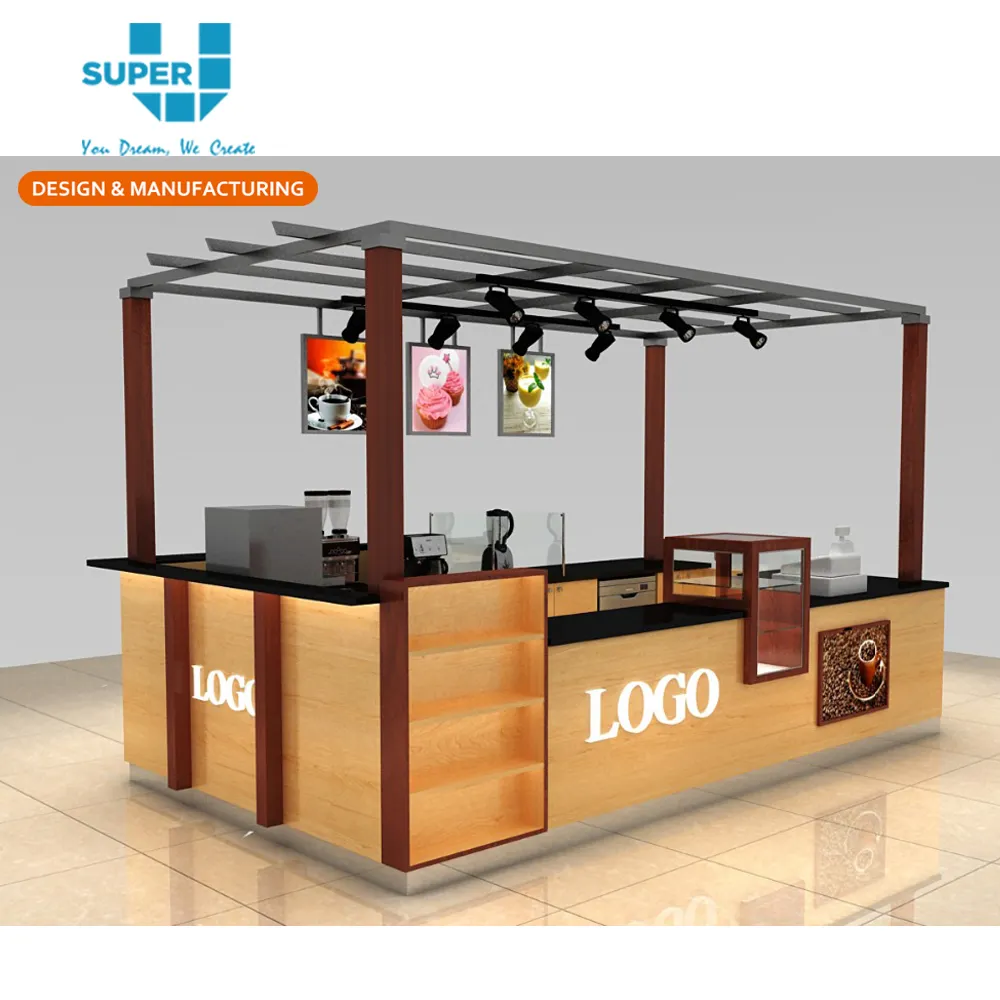 Idee Creative del chiosco del centro commerciale di progettazione del chiosco all'aperto di legno su ordinazione del caffè da vendere