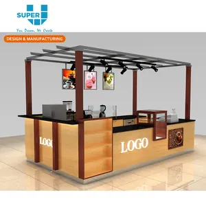 Quiosco de café de madera personalizado para exteriores, diseño creativo, centro comercial, Ideas a la venta