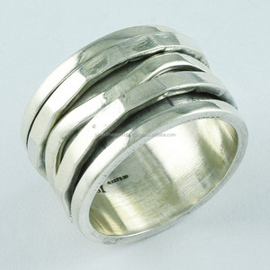 Bague spinner en argent sterling 925 faite à la main bijoux de fiançailles de mariage en argent uni attrayant cadeaux indiens fêtes anniversaires - Product Image 1