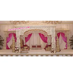 Mandap de mariage élégant de style Bollywood, décoration traditionnelle rajasthani en fibre, fond blanc, décoration de mariage Vivah - Product Image 1