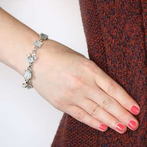 Nueva pulsera de Aguamarina y perlas de agua dulce de plata esterlina con cierre de palanca - Product Image 1