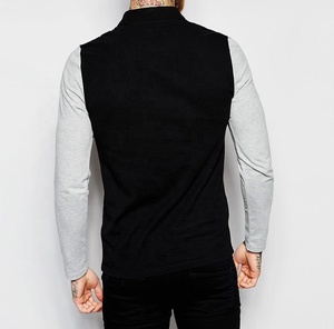 Skinny <b>Fitted</b> Two Button Placket Contrast Slim Cut Long Sleeve Breathable Knitted Cotton <b>Muscle</b> for Polo <b>Men</b> Clothing Online - Product Image 2