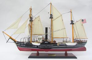 Modèle de bateau à voile en bois USS Michigan, jouet gonflable artisanal, accessoire en provenance du Vietnam - Product Image 2