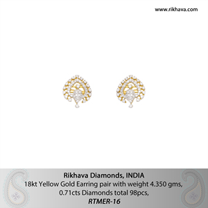 Par de Pendientes de Diamantes de Corte Brillante Redondo en Oro Amarillo de Primera Calidad para Mujer - Product Image 6