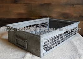 Top Notch Quality Elegant Design Galvanized Metal Vintage <b>Basket</b> <b>with</b> <b>Handle</b> for Home Use at Wholesale Price - Product Image 3