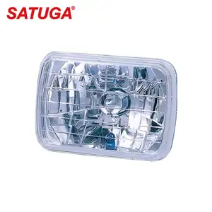 5x7 inch sedan square blue clear glass lens headlight