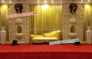 Traditionnel Punjabi Haveli Darwaja Fiber D'or Porte Panneaux De Toile De Fond De Mariage de Toile De Fond D'étape de Panneau - Product Image 4
