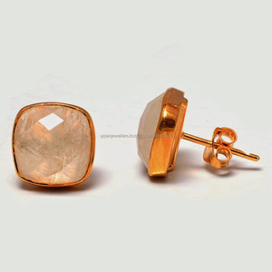 925 argent Sterling arc-en-ciel pierre de lune boucles d'oreilles à la main or Vermeil pour fiançailles mariage anniversaire fête grand cadeau - Product Image 2