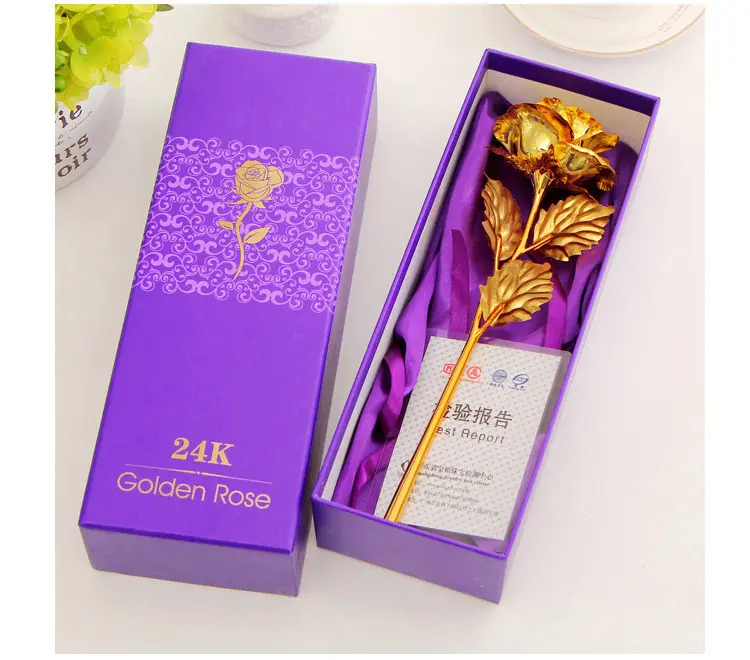 Creative Valentine's day/ Birthday / wedding gift ,24k golden rose lover's flower Gold Dipped Rose,artificial flower with box