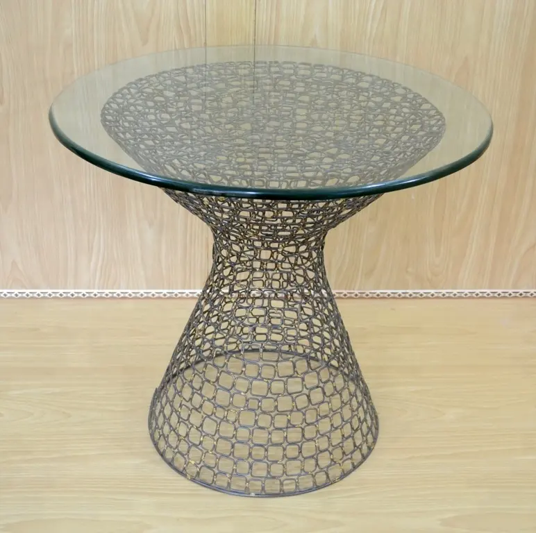 Table en treillis métallique, moderne, combinaison créative, pour salon, table basse ronde en béton, en métal