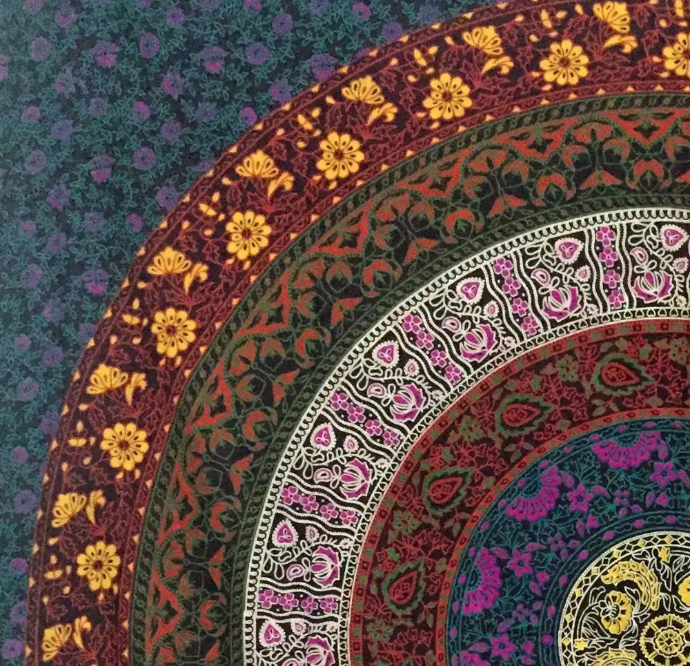 Queen Size Bedding Floral Mandala Tapiz Colgante de pared Hippie Tela de algodón Arte de varios colores