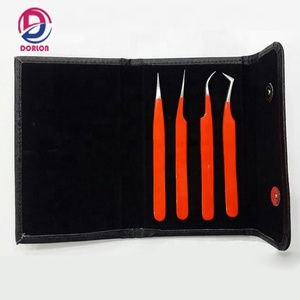 Pinzas de extensión de pestañas de volumen de Color amarillo personalizadas Extensión de pestañas profesional Logotipo de precisión de acero inoxidable recto - Product Image 2