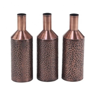 <b>Set</b> Of <b>3</b> Modern Style Aluminium Flower <b>Vase</b> Copper Antique Finishing Bottle Shape Flower <b>Vases</b> For Home Restaurant Decoration - Product Image 1