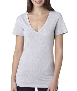Camiseta de algodón 100% de alta calidad para mujer, cuello en V profundo, liso, personalizado, Color sólido, estilo informal para mujer, diseño estampado de talla grande - Product Image 2