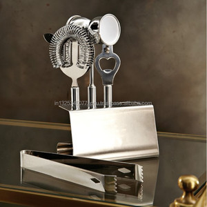 Ensemble d'outils de bar argentés Accessoires de boissons de qualité supérieure Support d'outils de bar pour 5 outils - Product Image 5