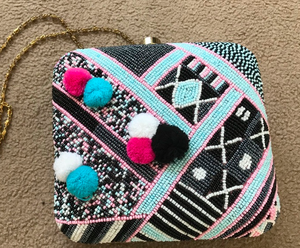 Dur dames perle de rocaille broderie Satin et coton doublé soirée pochette sac à main élégant perlé pochette pour les femmes - Product Image 1