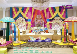 Decoración de Escenario para Noche de Mehndi de Boda Punjabi, Decoración de Escenario para Boda India, Decoración de Escenario para Recepción de Matrimonio, Decoración de Eventos en el Reino Unido - Product Image 2