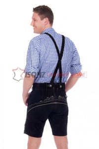 Lederhosen bavarois en cuir suédé noir pour homme, costume de bière de l'Oktoberfest de Munich, bretelles traditionnelles - Product Image 2