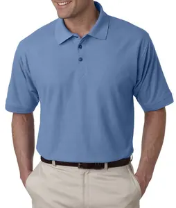 Chemise de golf pour homme en polyester/coton à manches courtes, logo personnalisable, design respirant, tricot uni, taille plus - Product Image 1