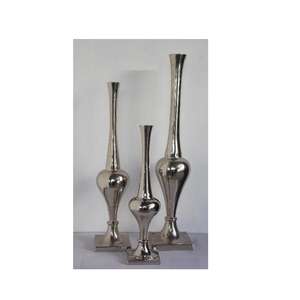 Vases de fleurs en Aluminium moulé, ensemble de trois pièces avec placage de Nickel sur la base, Vases de Table pour décoration intérieure - Product Image 2