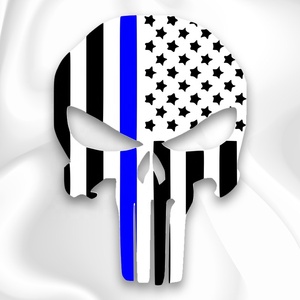 Custom Blue Line Tattered Punisher Die Cut Vinyl <b>Sticker</b> UV Printed Top Reflective <b>Window</b> Decal Application Tape - Product Image 5