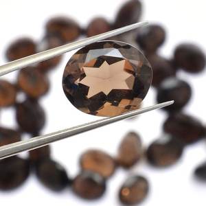 10mm 12mm Quartz fumé naturel à facettes coupe ovale calibré pierres précieuses en vrac prix d'usine en gros boutique en ligne du fabricant - Product Image 1