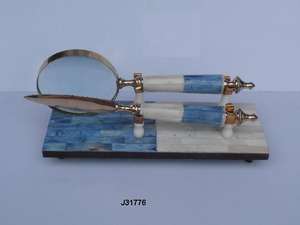 Lupa de hueso en dos colores con cuchillo de papel, accesorios de mesa, gafas de aumento con incrustaciones de hueso, artesanía de hueso - Product Image 6