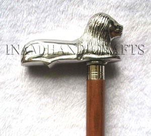 Bâtons de marche avec poignée en forme de lion, canne de marche avec poignée en laiton antique / Bâtons de marche avec poignée en laiton en forme de lion - Product Image 2