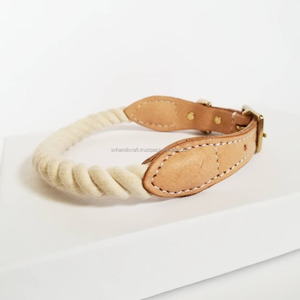Ombre Cotton Rope Dog <b>Collar</b> | Braided Rope Dog <b>Collar</b> | Leather and Rope Dog <b>Collars</b> - Product Image 1