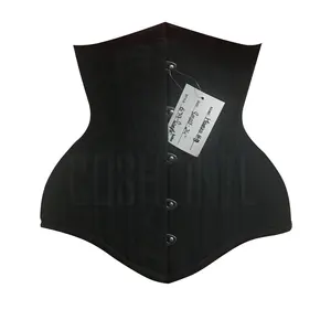 Underbust Steelboned 허리 훈련 검은 면 코르셋 도매 맞춤형 슬리밍 및 패션 코르셋 공급 업체