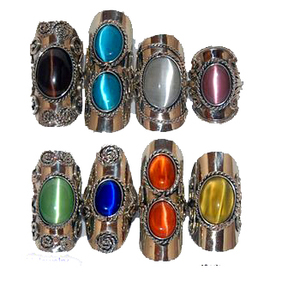 Anillos de Piedra con cristal de ojo de gato de Murano y piedras preciosas de ágata Natural, joyería peruana Ajustable - Product Image 2