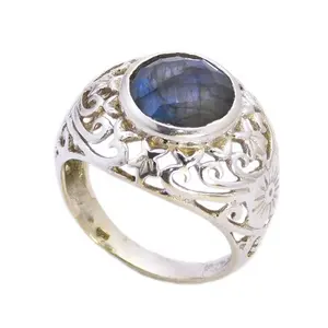 Gran oferta, anillos de piedras preciosas de labradorita raros hechos a mano, joyería de plata de ley 925, proveedor de anillo Eternity Vermeil - Product Image 1