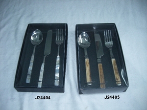 Ensemble de couverts en acier mosaïque en os et nacre antiques ensemble de dîner 3 pièces pour enfants poignée en acier inoxydable matériau métallique - Product Image 2