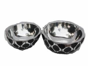 Bol à salade en aluminium moulé à finition bicolore Bordure noire et polie Décoration de la maison ronde Plat ou assiette à soupe - Product Image 3