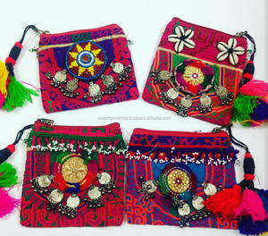 India Tribal Embroidery and <b>Coin</b> Clutch <b>bag</b> Evening party purse for women - Product Image 1