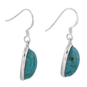 Crisocola verde piedra preciosa ovalada 925 plata esterlina hecha a mano romántico oreja alambre pendientes colgantes moda boda regalo fiesta - Product Image 2