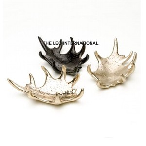 Juego de 3 cuencos decorativos con diseño de asta de Metal de aluminio Chapado en oro negro Cuenco clásico de lujo de alta calidad - Product Image 1