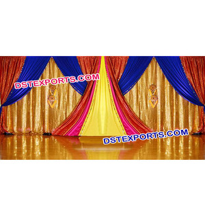 Brillante boda etapa telón de fondo de boda escenario colorido brillante fondo Mehandi escenario boda hermoso telón de fondo cortinas - Product Image 1