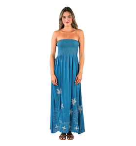 Vestido maxi de tubo bordado de rayón con lazo y tinte exclusivo para ocasión de verano y fiesta en la playa Vestido largo de tubo para mujer - Product Image 1