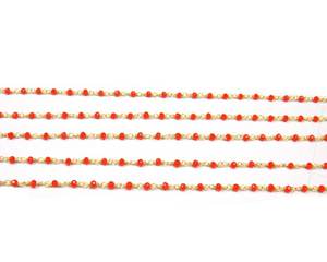 ปะการังสีแดงธรรมชาติอัญมณีเครื่องประดับลูกปัดลูกประคําลวดห่อลูกปัดชุบทองลูกปัดลูกประคําเหรียญ Charm CHAIN - Product Image 4