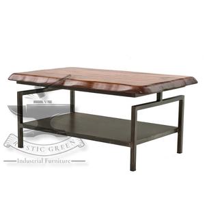Table basse en fer avec panneau à bord vif vintage industriel et moderne pour meubles de maison, salon, cuisine traditionnelle - Product Image 2